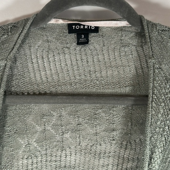 Torrid Sage Green Asymmetrical Pointelle Cardigan - Picture 7 of 10